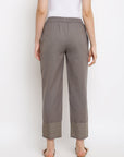 Solid Grey Elasticated Waist Ethnic Straight Pant
