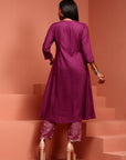 Purple Embroidered Kurta Set