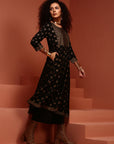 Kalidar Black Printed Kurta
