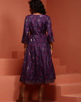Violet Printed Shantoon Kalidar Kurta