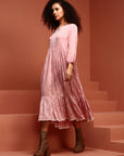 Light Pink A-line Chikankari Dress
