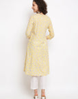 Block Floral Yellow Kurta