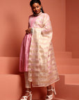 Light Pink Kalidar Embroidered Kurta Set