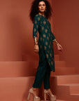 Green Printed Kurta Set