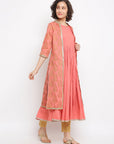 A-line Coral Kurta With Jacket