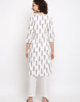 Printed Off-white Kurta
