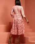 Peach Printed Rayon Kurta