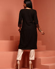 Black Embroidered Straight Kurta