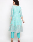 Blue Brocade Anarkali Set