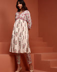 Off-white Floral Printed Kurta Set