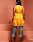 Yellow Kalidar Printed Tunic Top