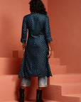 Ink Blue Printed Asymmetric Kurta