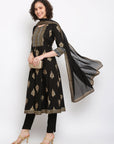 Black Brocade Kurta Set