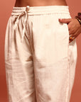 Off white Cottan Flax Straight Pant