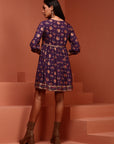 Flared Printed Tunic Top in Violet