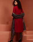 Radiant Red Embroidered Cotton Blend Kurta Set