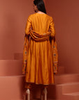 Mustard Solid Chanderi Anarkali Set