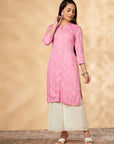 Printed Straight Pink Kurta