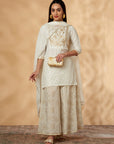 Embroidered Off-White Kurta Set