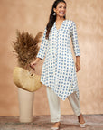 Off-White Print Asymmetric Kurta