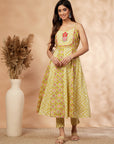 Printed Lime Green Anarkali Kurta Set
