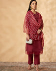 Maroon Embroidered Kurta Set