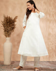 Embellished White Straight Kurta