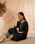 Printed Straight Black Kurta