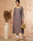 Solid Grey A-Line Kurta