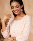 Light Pink Printed Straight Kurta