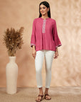 Solid Rose Pink Gathered Top