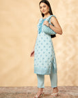Light Blue Printed Kurta Set