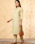 Beige Printed Kurta Set