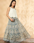 Stylish & Elegant Gold printed Lehenga with Top