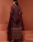 Kalidar Purple Printed Kurta Set