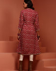 Maroon Printed A-line Kurta