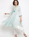 Floral Printed Blue Kurta