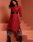 Fuchsia Printed Asymmetric Kurta
