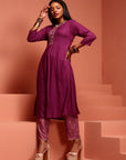 Purple Embroidered Kurta Set