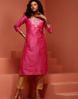 Light Pink Embroidered Straight Kurta