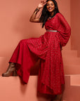 Red Printed Stylish Kurta Palazzo Set