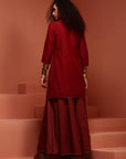 Maroon Brocade Kurta Set