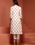 Off-white Printed A-line Kurta Set