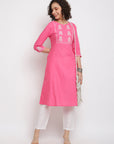 Block Floral Pink Kurta