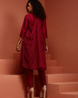 Wine- Coloured Embroidered Kurta Set