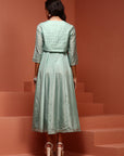 Mint Kalidar Dress With Jacket