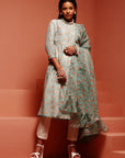 Mint Printed Muslin Gathered Kurta Set