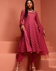 Dark Pink Printed Kurta Set