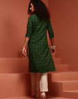 Green Flared Asymmetric Kurta