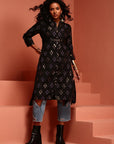 Black Straight Printed Kurta